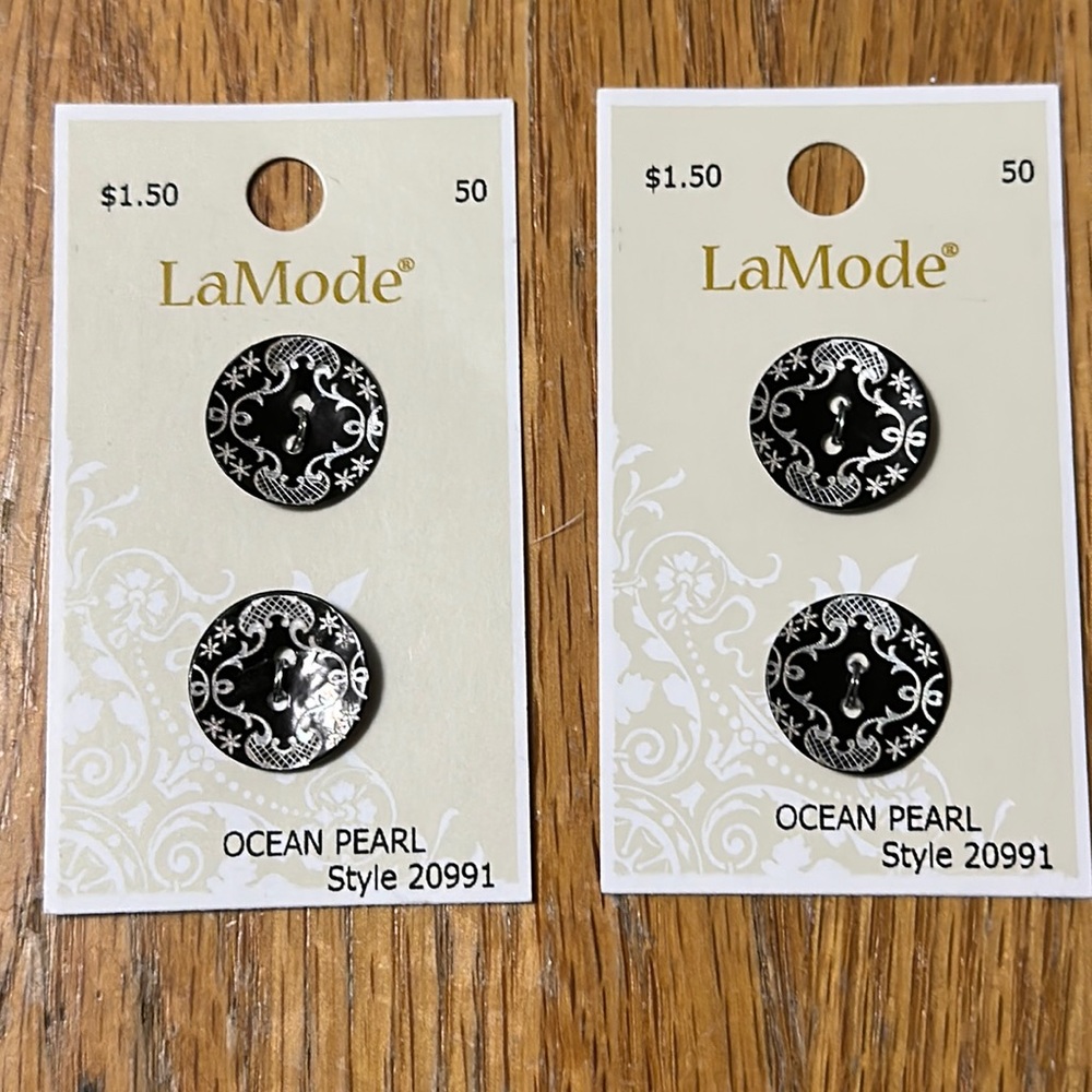 4 black with silver print buttons New - $1 if bundled